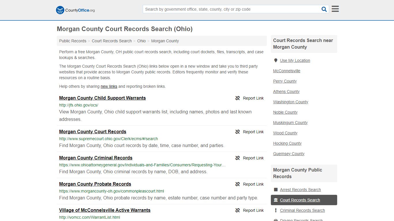 Morgan County Court Records Search (Ohio) - County Office